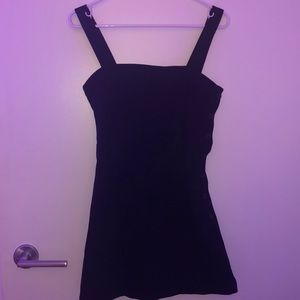 Black Suede Side Button Dress